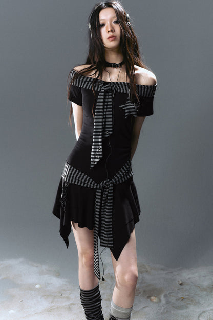 Striped Star Pendant Tie Dress