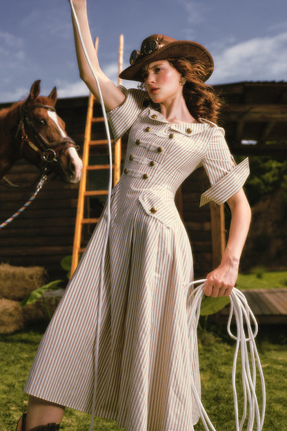 Long Striped Nautical Shirt Dress Set-Up