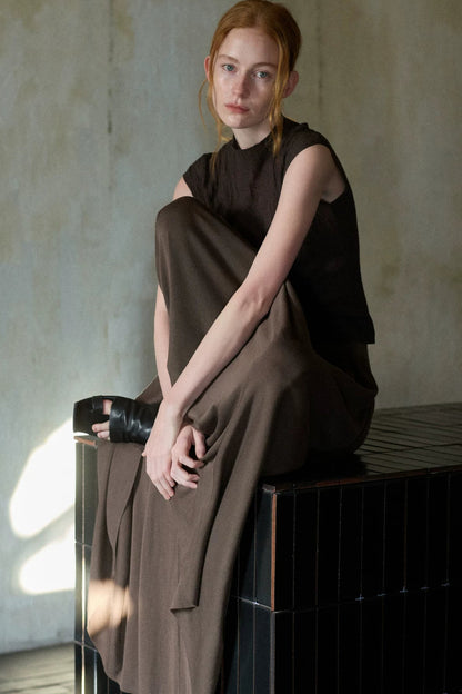 Coffee Tencel Knitted Top