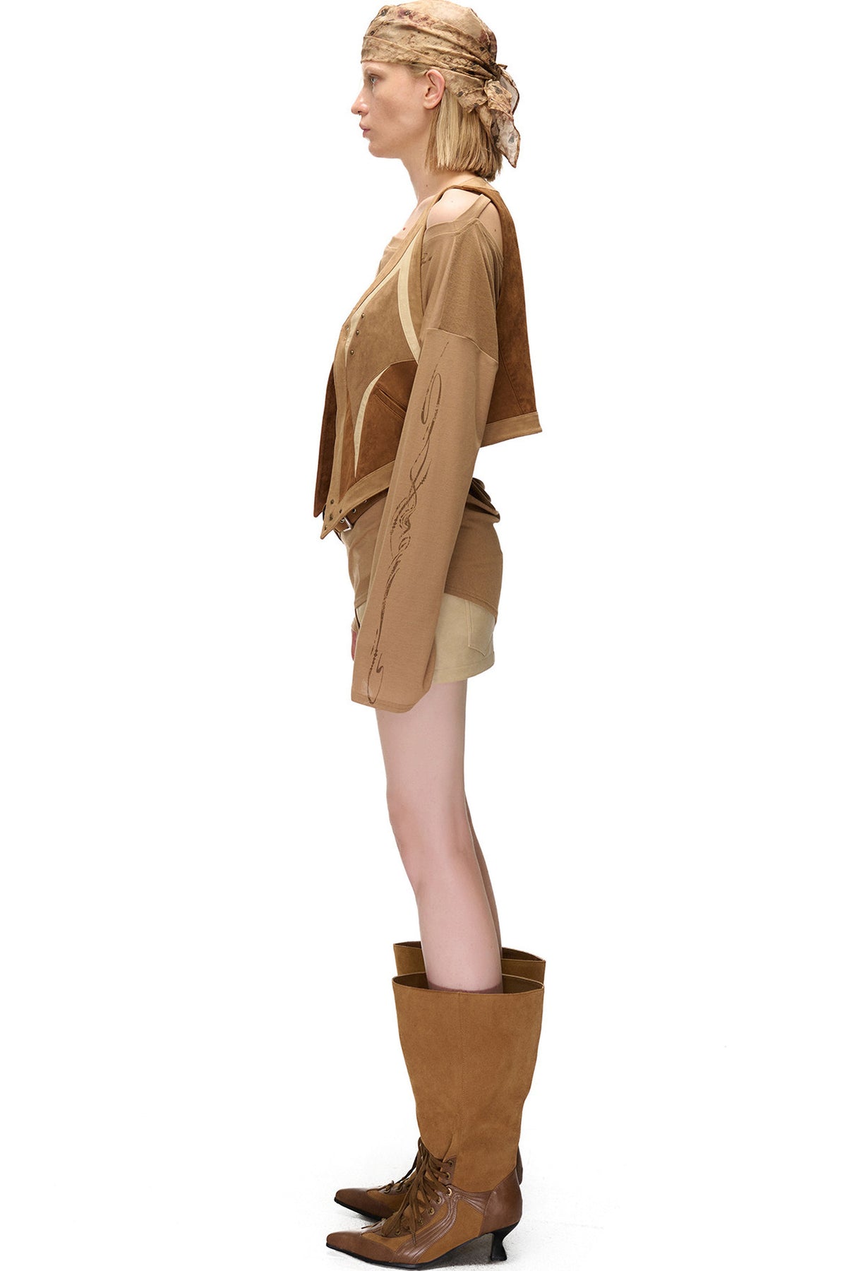Faux Suede Patchwork Vest