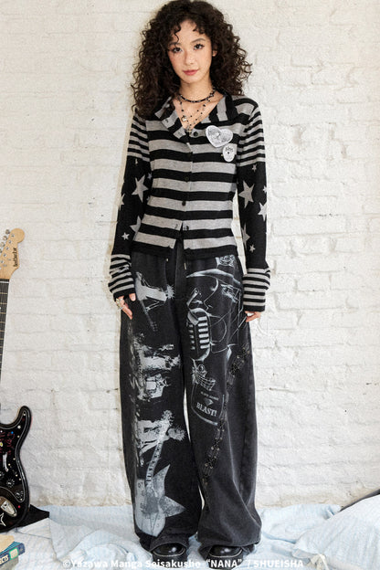 Star Knit Striped Cardigan