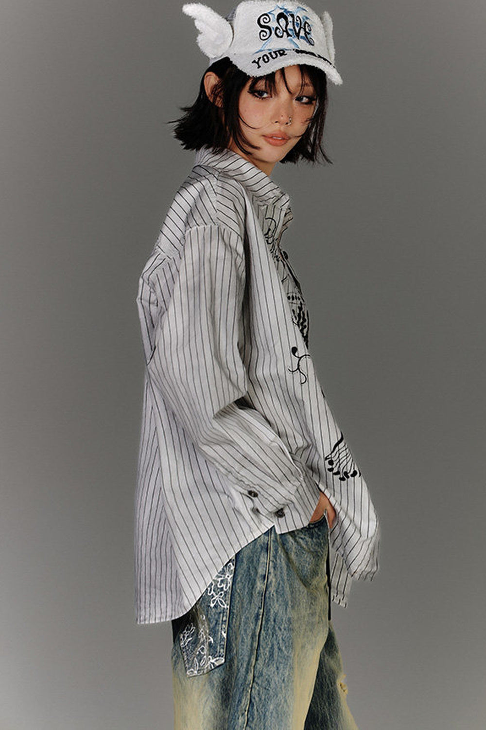 Loose Striped Shirt and Cami Set-Up