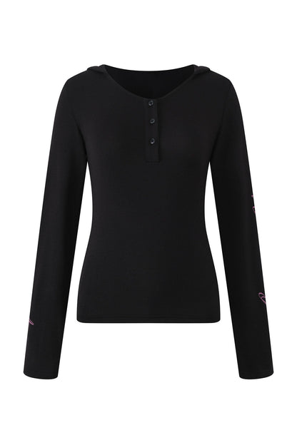 Henley Three Button Knit Top