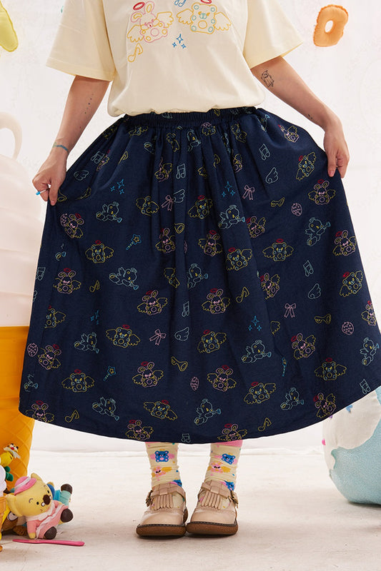 Denimrock mit Tier-Engel-Print