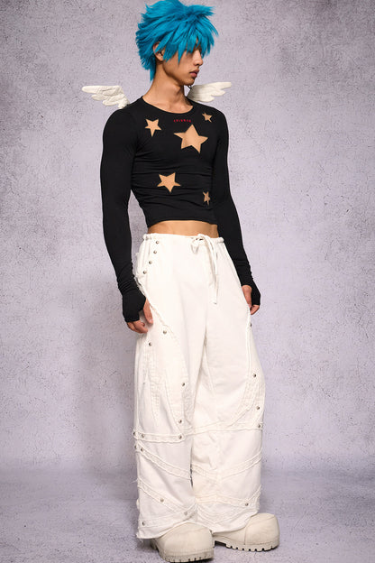 Angel Wings Star Cutout Long-Sleeve Top