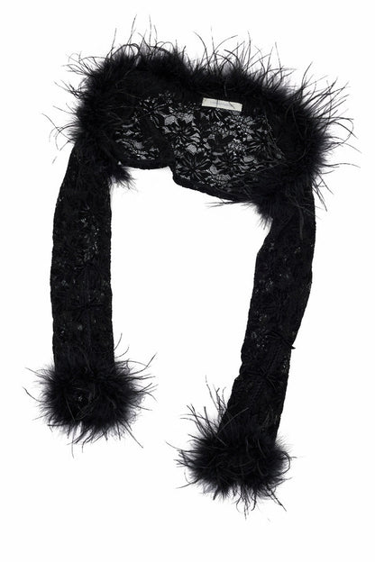 Ostrich Feather Flocking Lace Long-Sleeved Vest