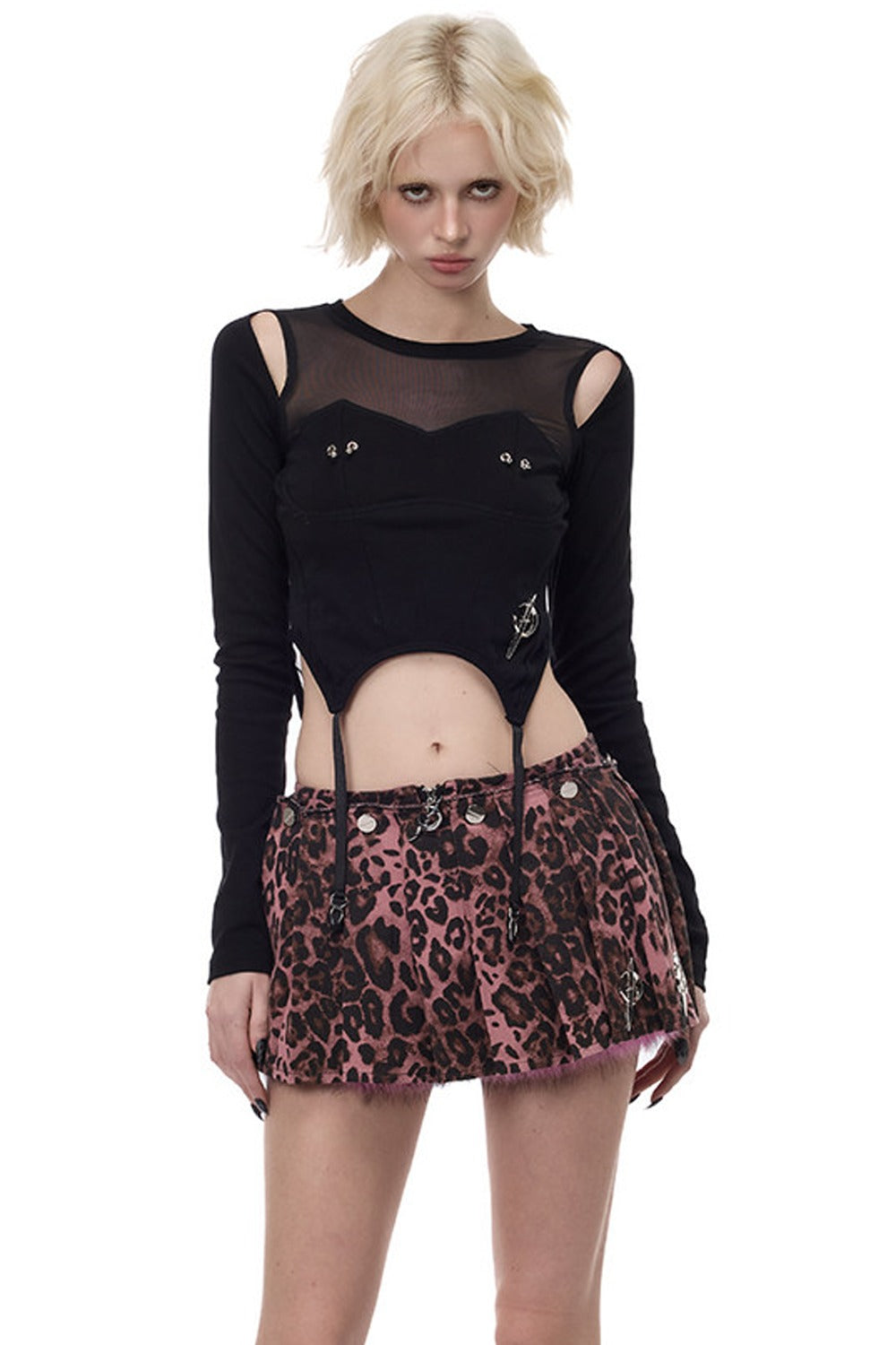Pink Leopard Print Furry Skirt