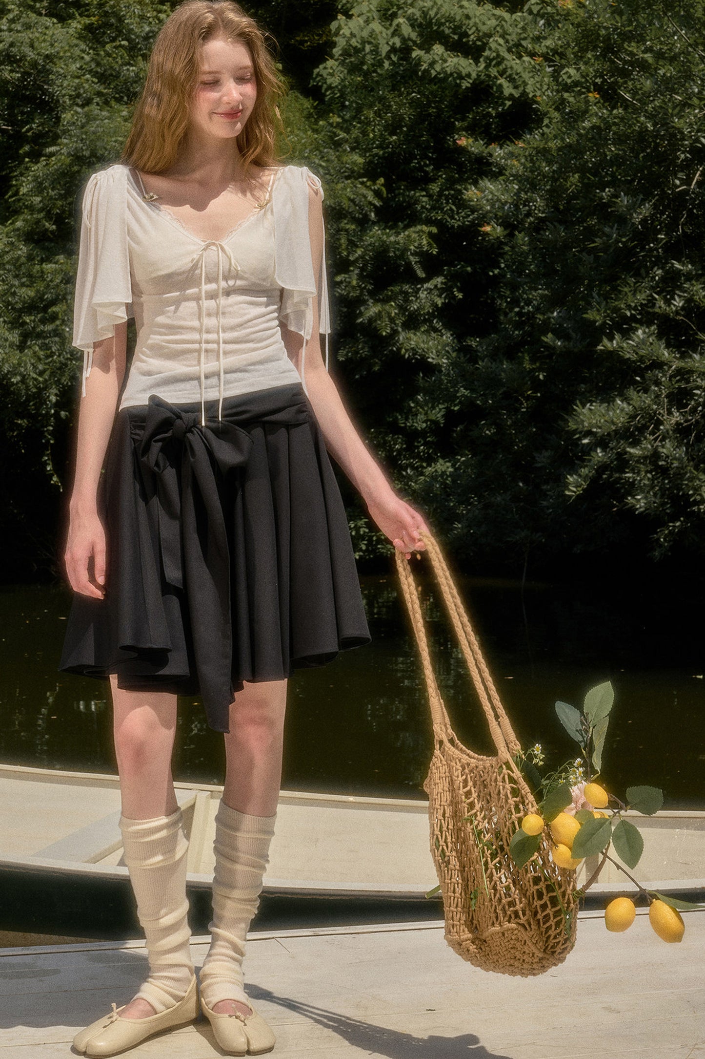 Cape-Style Short-Sleeve Top and Dress Set-Up