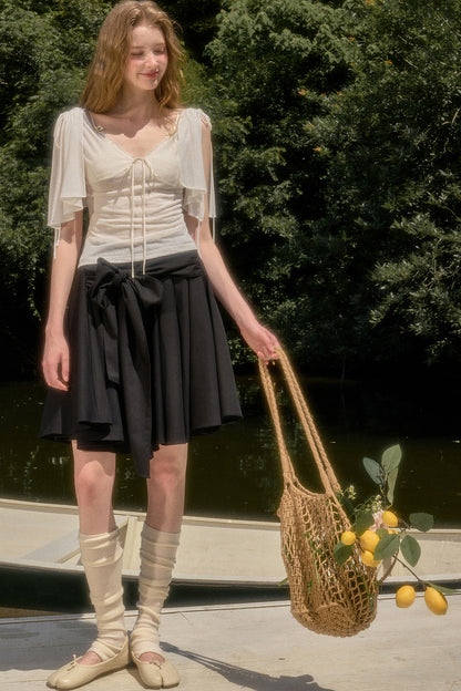 Cape-Style Short-Sleeve Top and Dress Set-Up