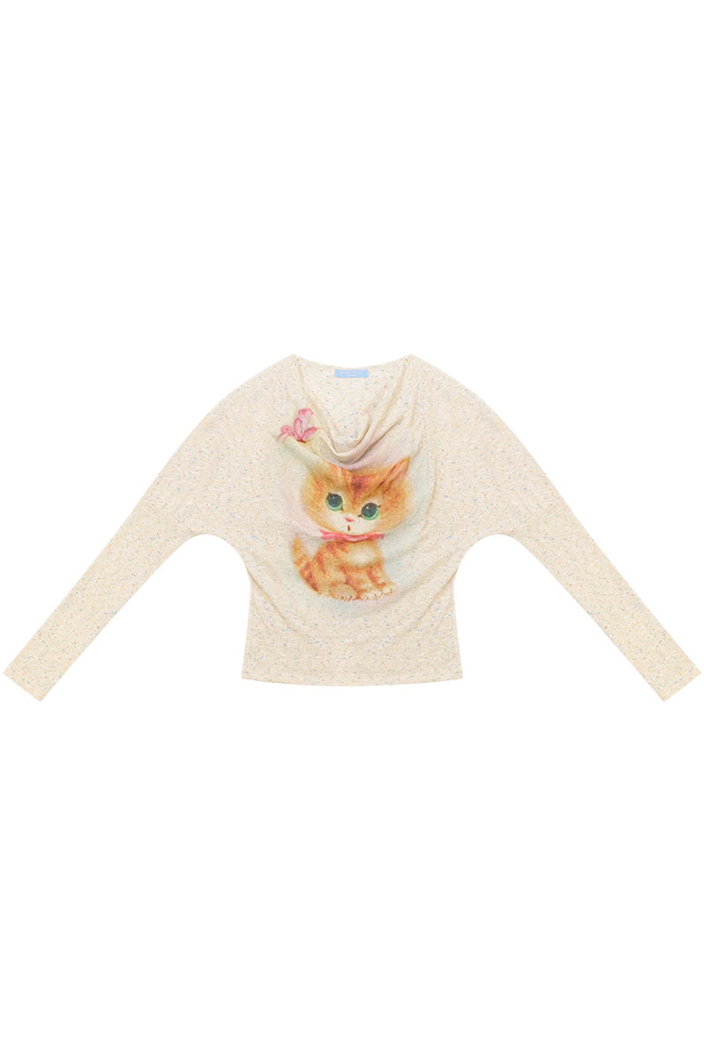 Cat Print Flutter Collar Blouse