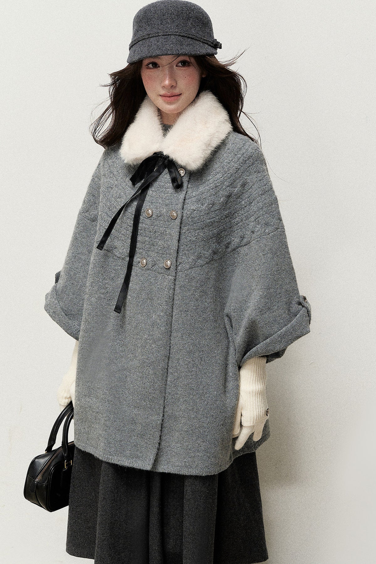 Retro Girl Bow Eco-Friendly Fur Collar
