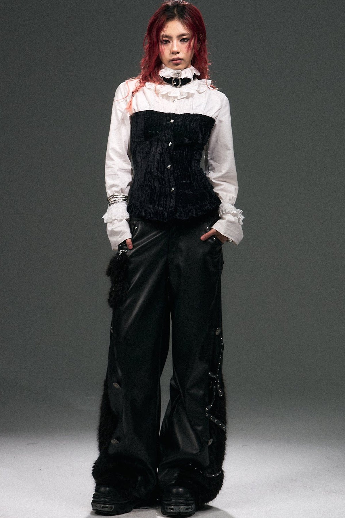 Retro Punk Velvet Bell Sleeve Shirt