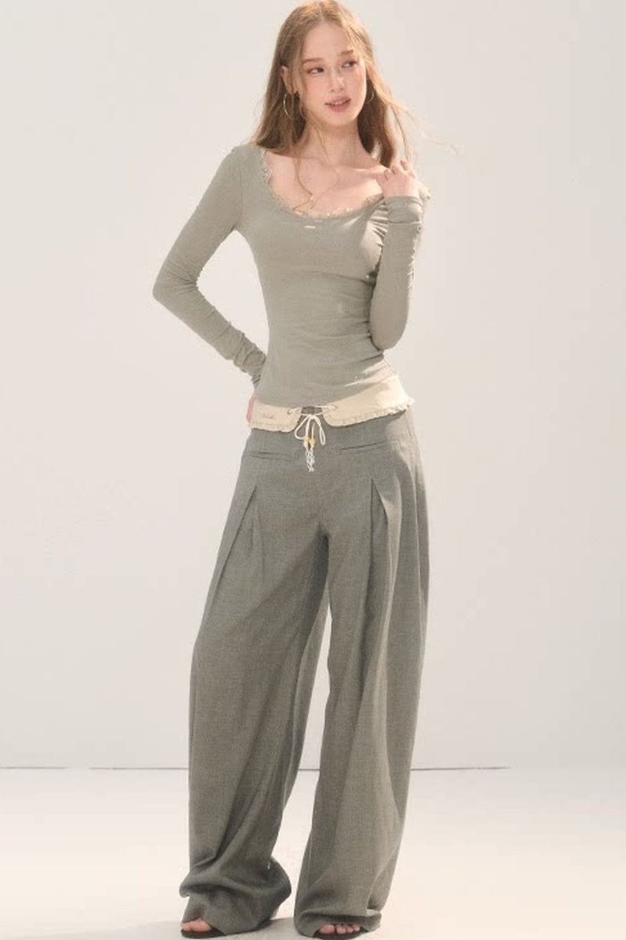 Open Back Long Sleeve Rayon Top