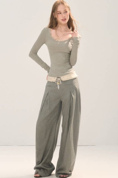 Open Back Long Sleeve Rayon Top