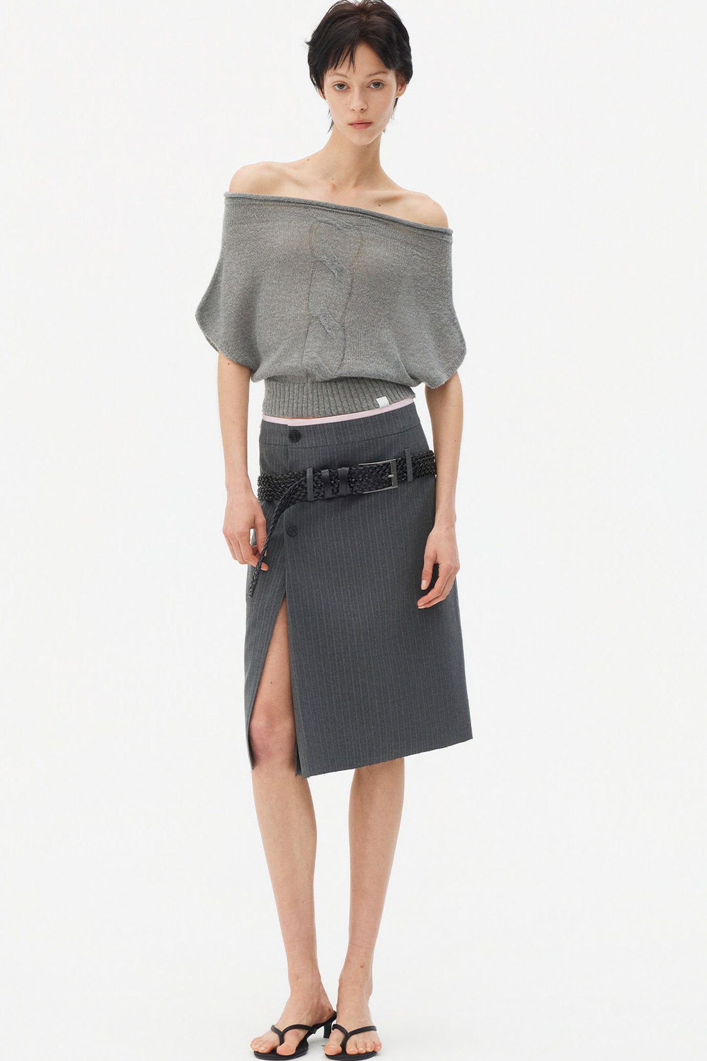 Wool Mohair Off-Shoulder Top
