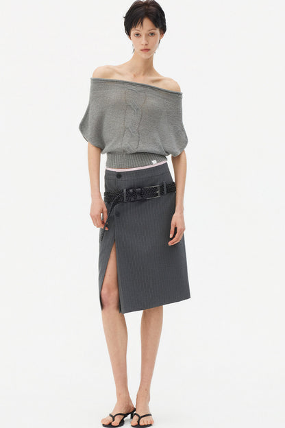 Wool Mohair Off-Shoulder Top