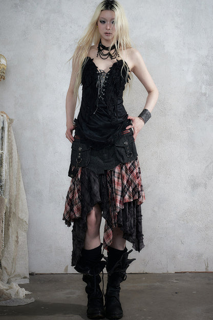 Retro Suede Embroidered Bustier Vest