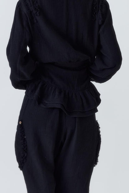 Completo top e pantaloni in cotone ultrasottile stile medievale