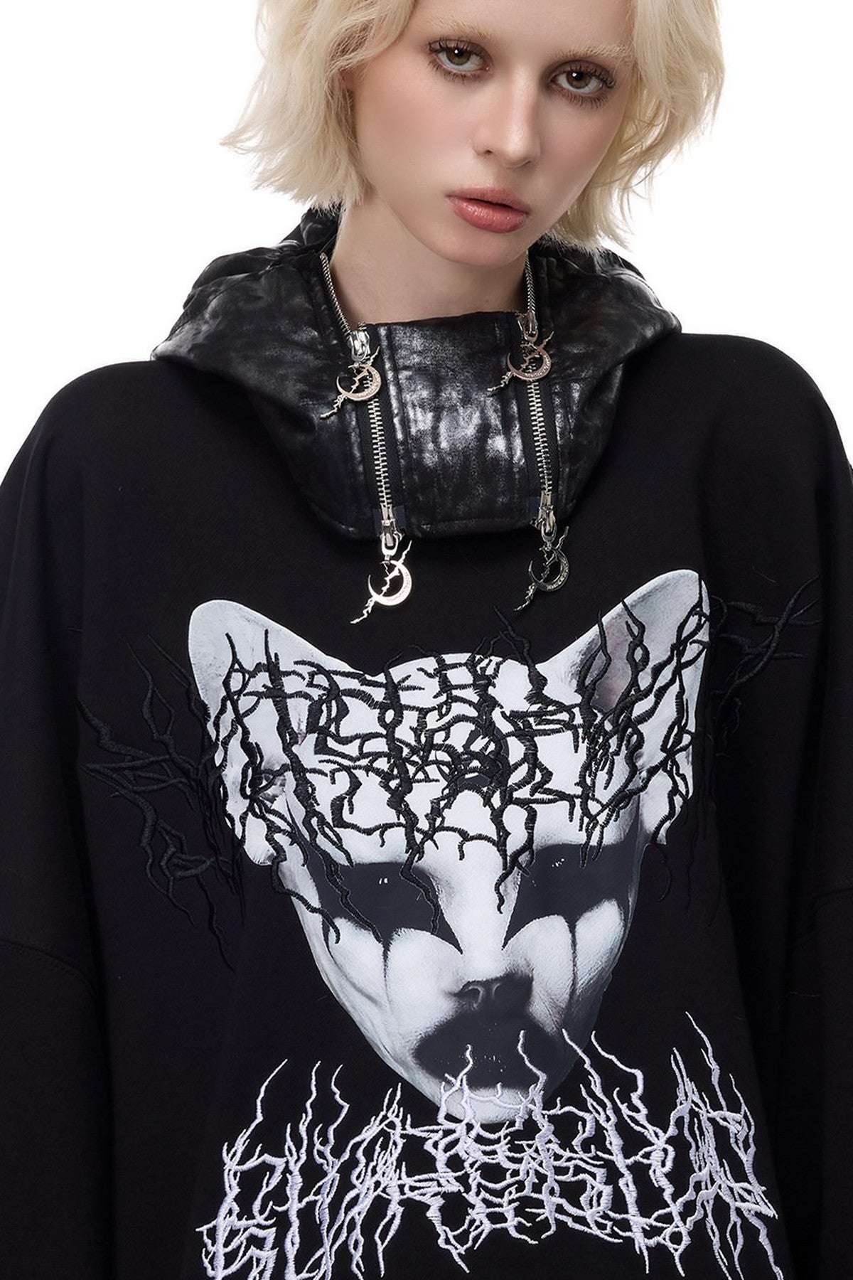 Space Black Double Zipper Balaclava Hooded
