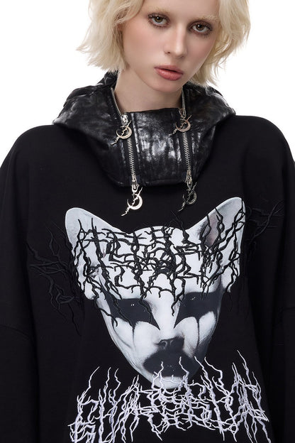 Space Black Double Zipper Balaclava Hooded