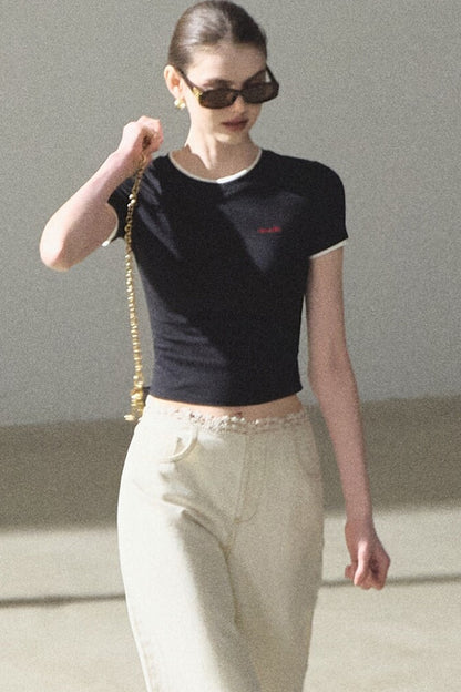 Color-Block Embroidered Summer Top
