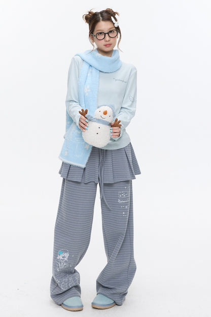 Double-Sided Knitted Illustration Scarf