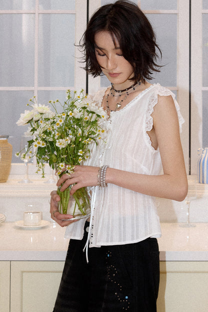 Starlight Lace Flutter Blouse