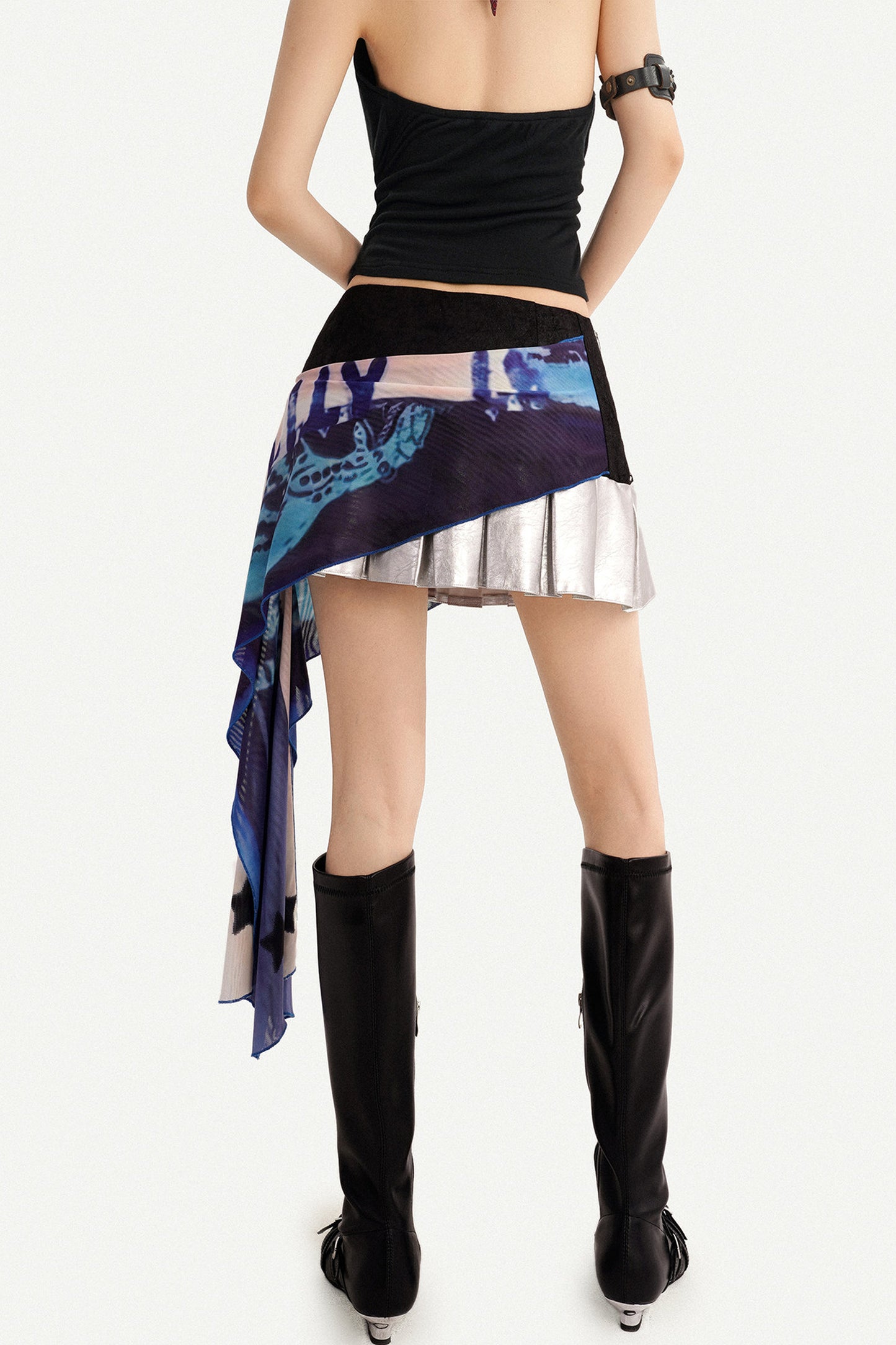 Irregular Asymmetrical Print Mini Skirt