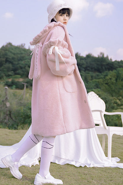 Bunny Ear Fluffy Bow Coat