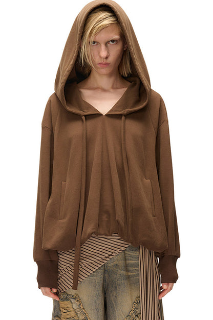 Bubble Cloud Floral-Shaped Loose-Fitting Pockets Hoodie