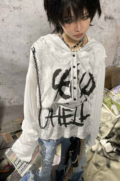 Punk Graffiti Decorative Chain Hoodie