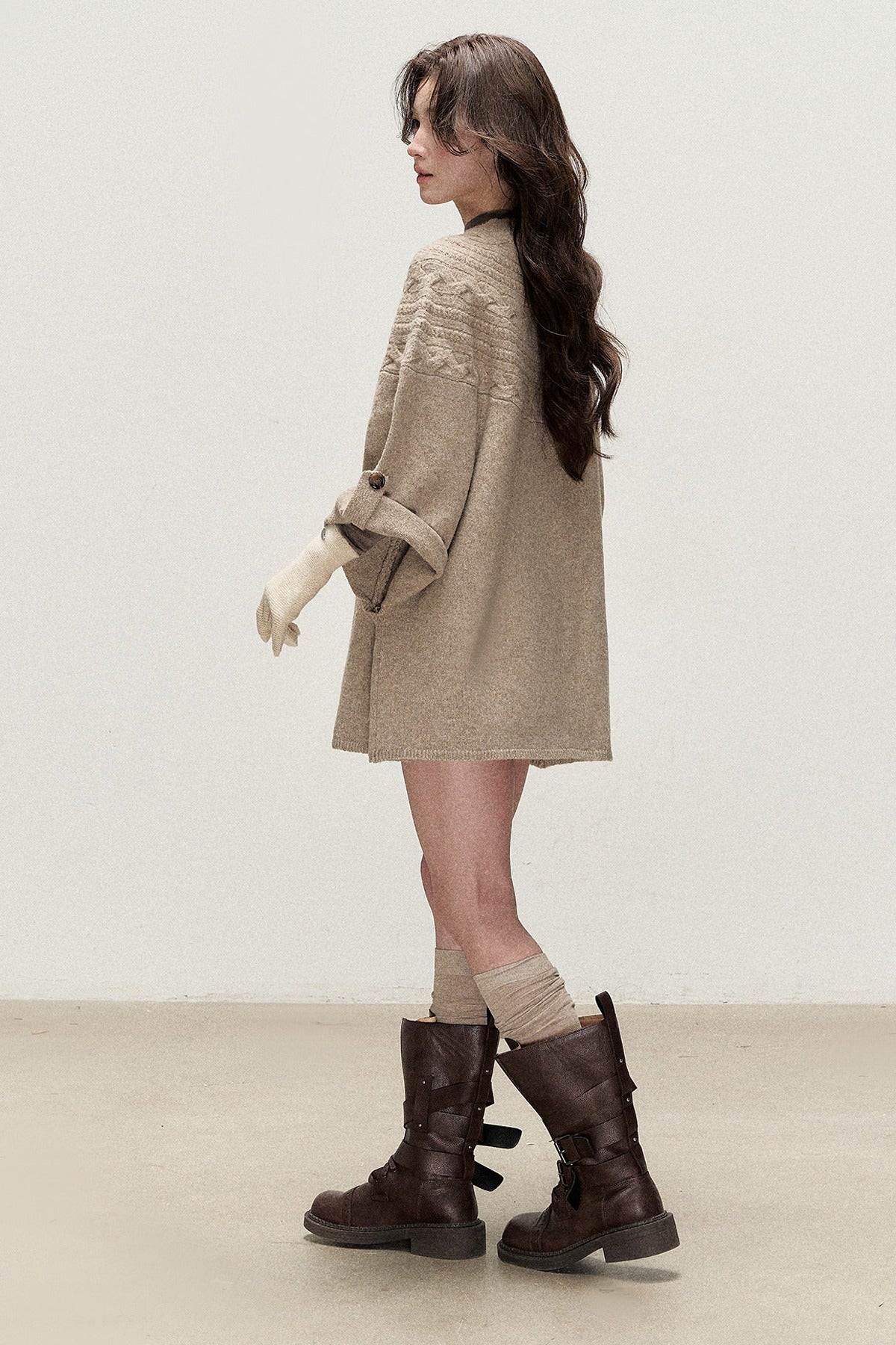 Double-Breasted Cape Design Cardigan