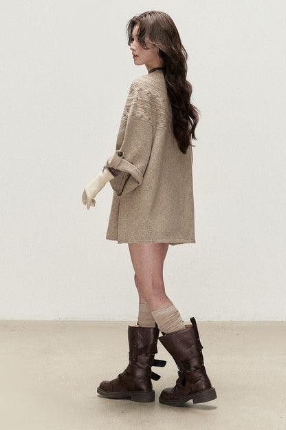Double-Breasted Cape Design Cardigan