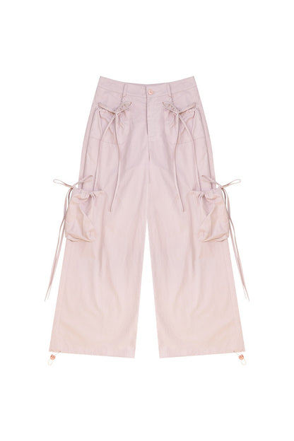 High-Waist-Hose mit weitem Bein und mehreren Taschen