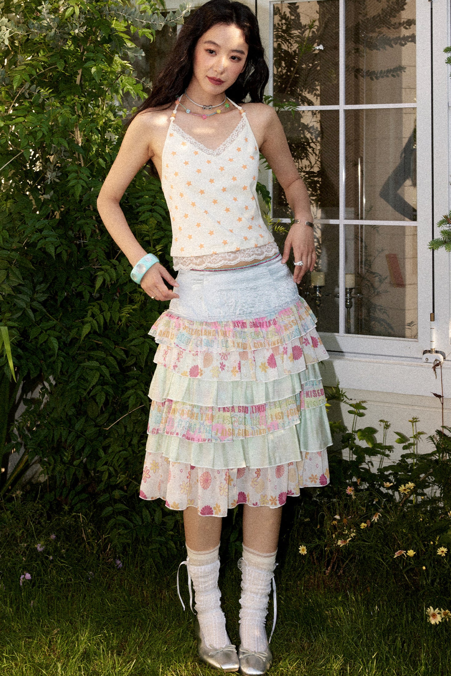 Satin Floral Cake Skirt