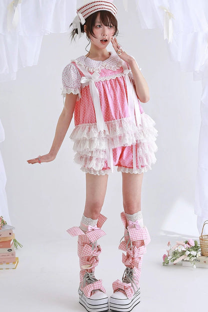 Retro Pink Polka Dot Bow Shirt