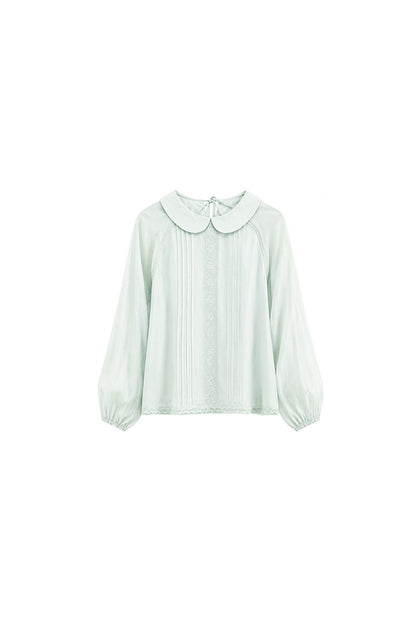 Floral Lace Patchwork Doll Collar Shirt