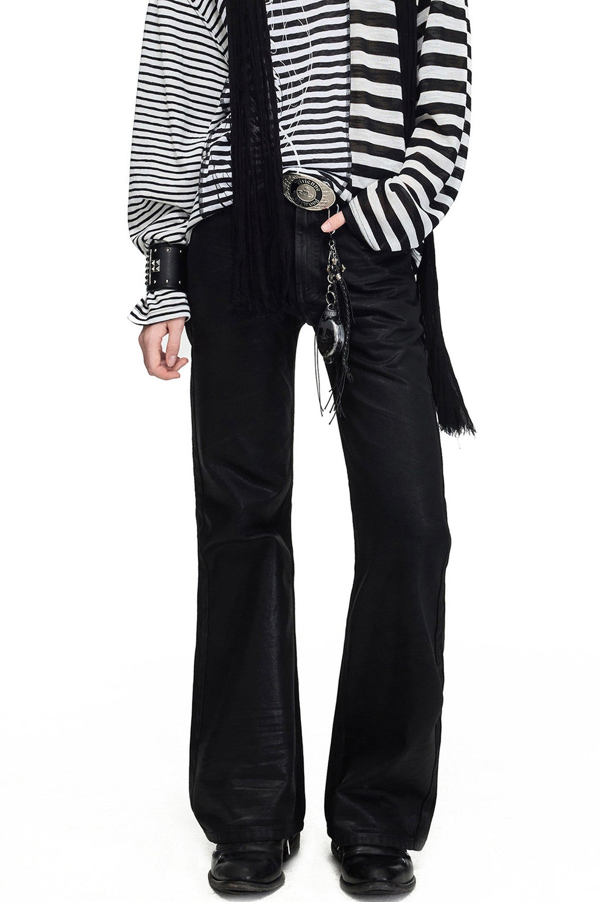 Waxed Flared Skinny Denim Jeans