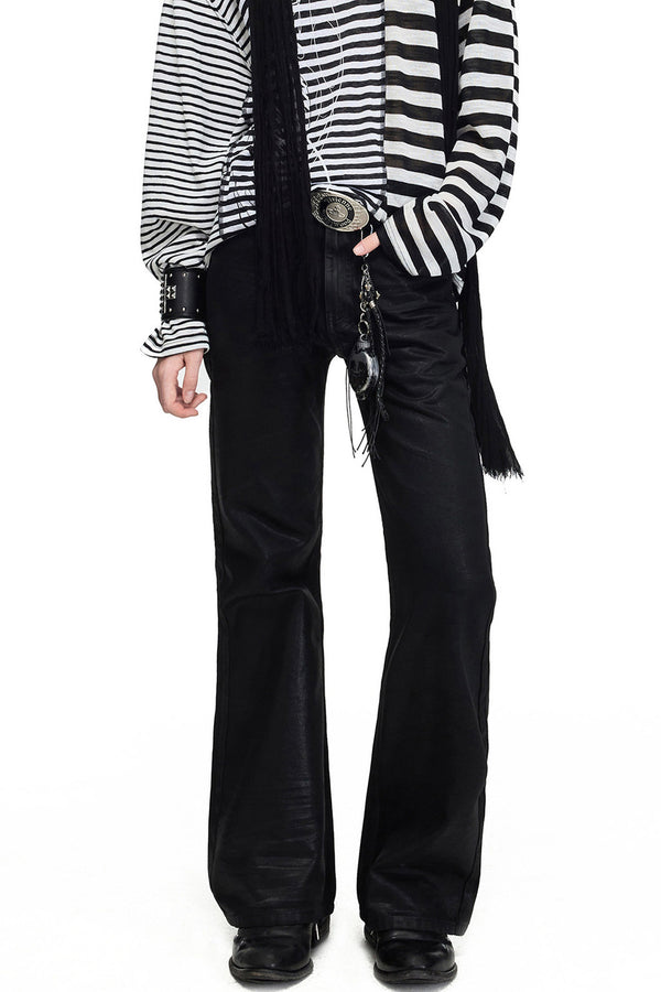 Waxed Flared Skinny Denim Jeans