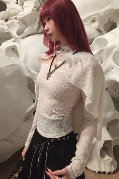 Lace Feather Bolero And Camisole Set-Up