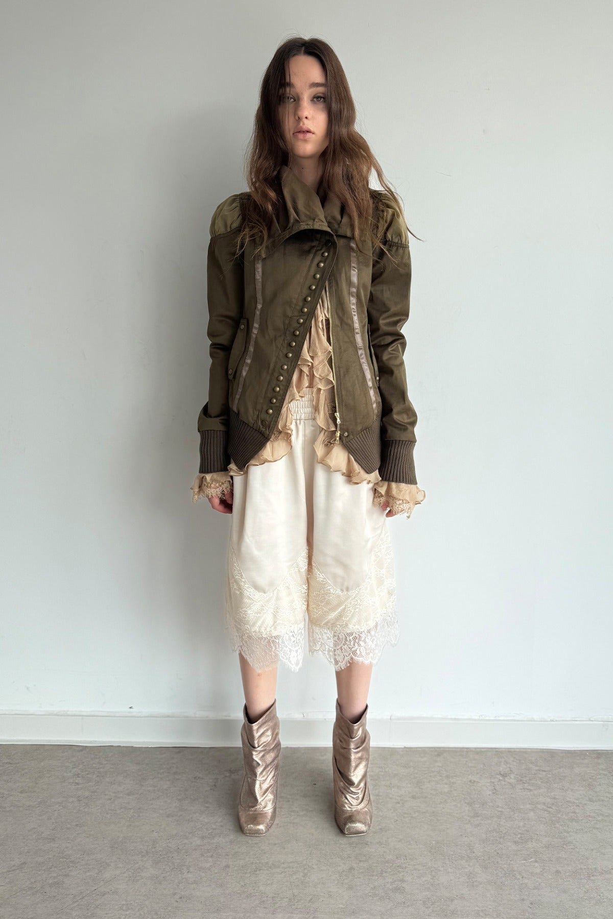 Asymmetrical High-Neck Court-Style Jacket