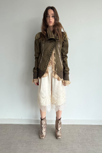 Asymmetrical High-Neck Court-Style Jacket
