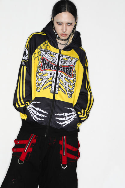Skeleton Ribcage Hooded Zipper Jacket