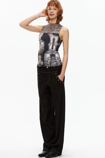 Silver Wine Bottle Patchwork Vest