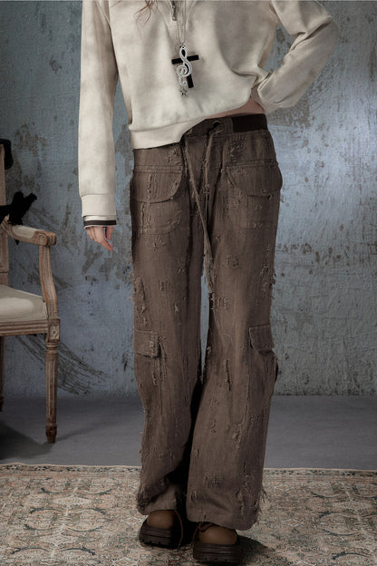 Light Ripped Straight Pants