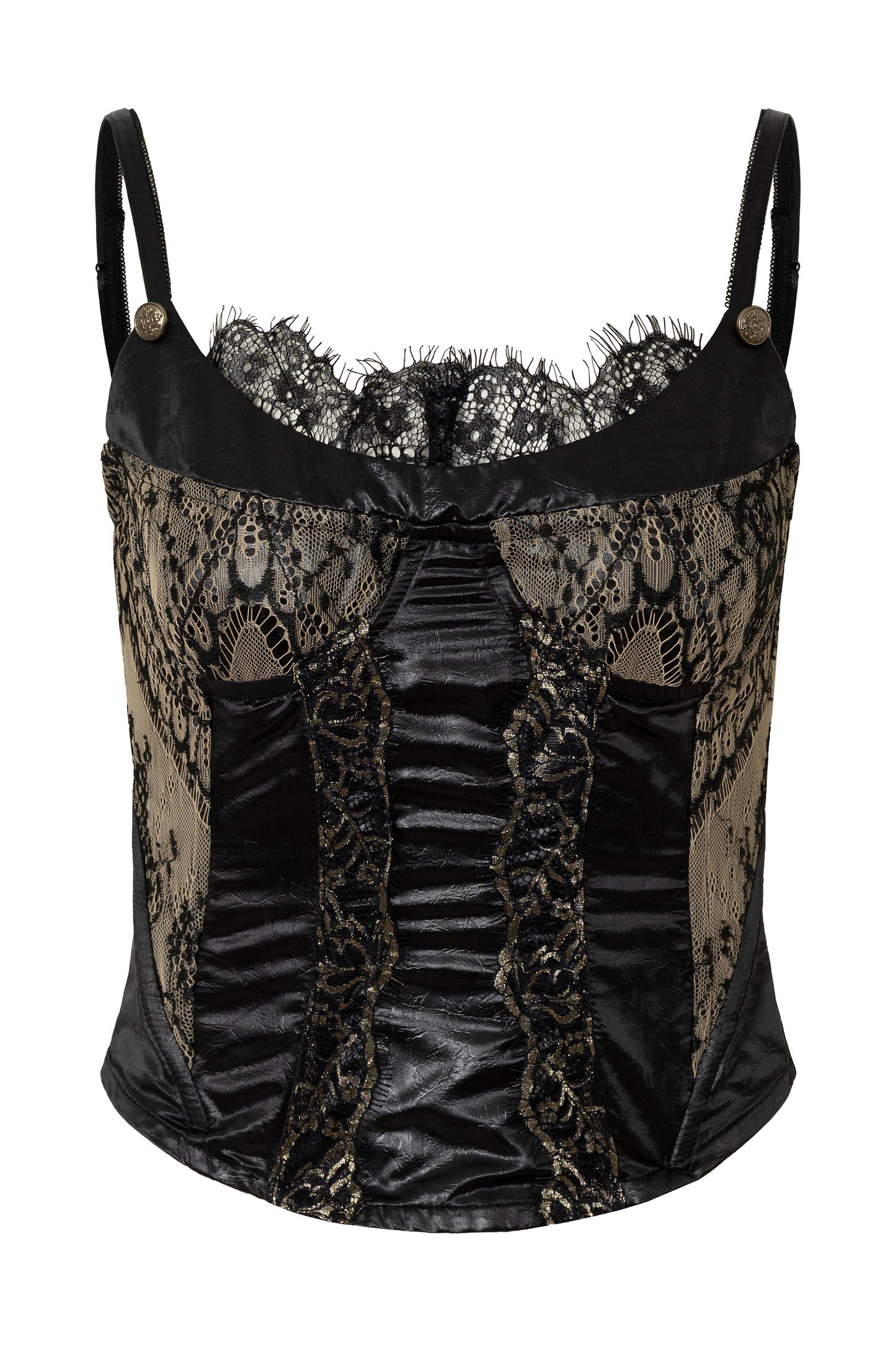 Top corsetto in raso senza spalline con stecche