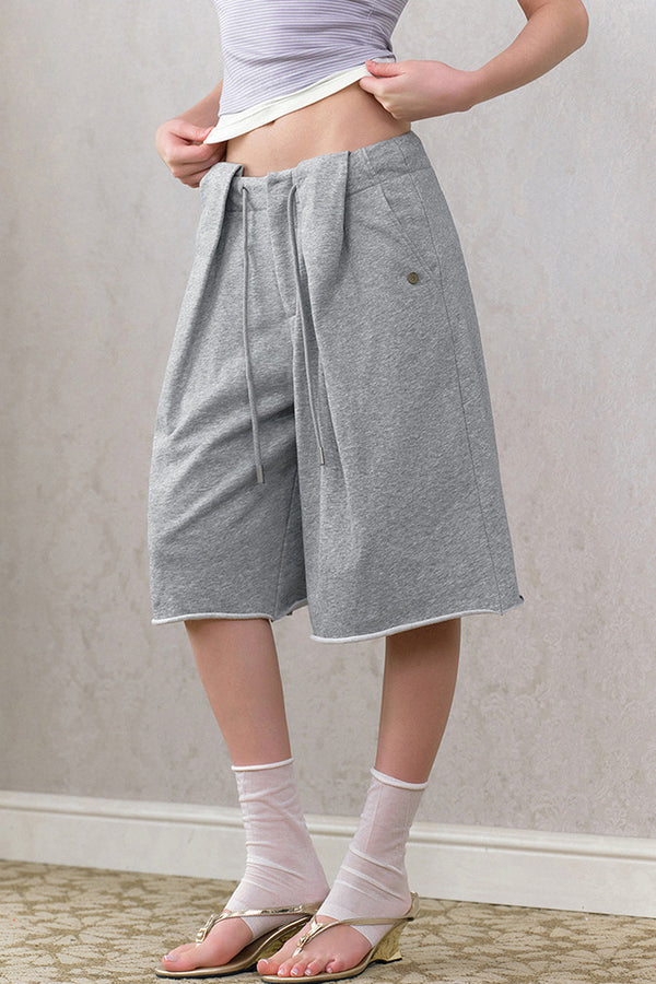 Loose Knit Drawstring Shorts