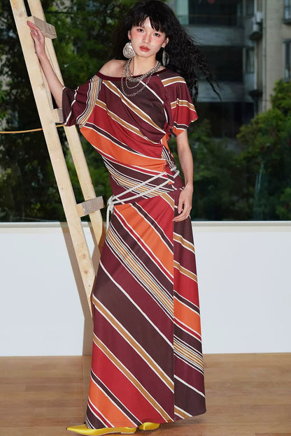 Color-Block Off-Shoulder Dress