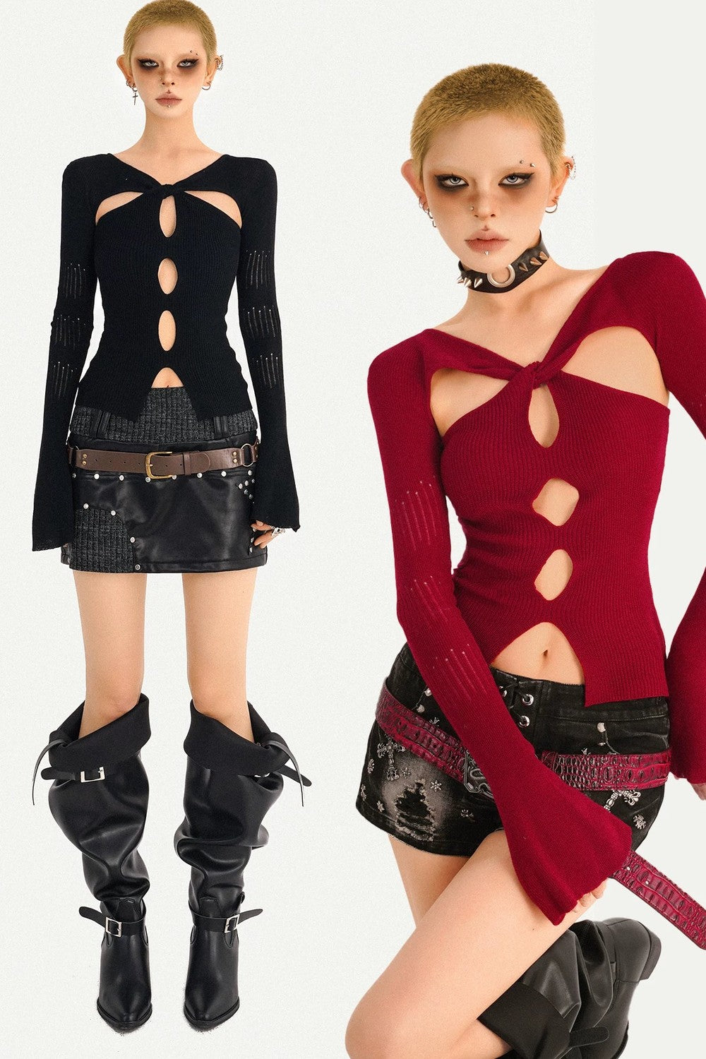 Twisted Hollow Knit Sweater