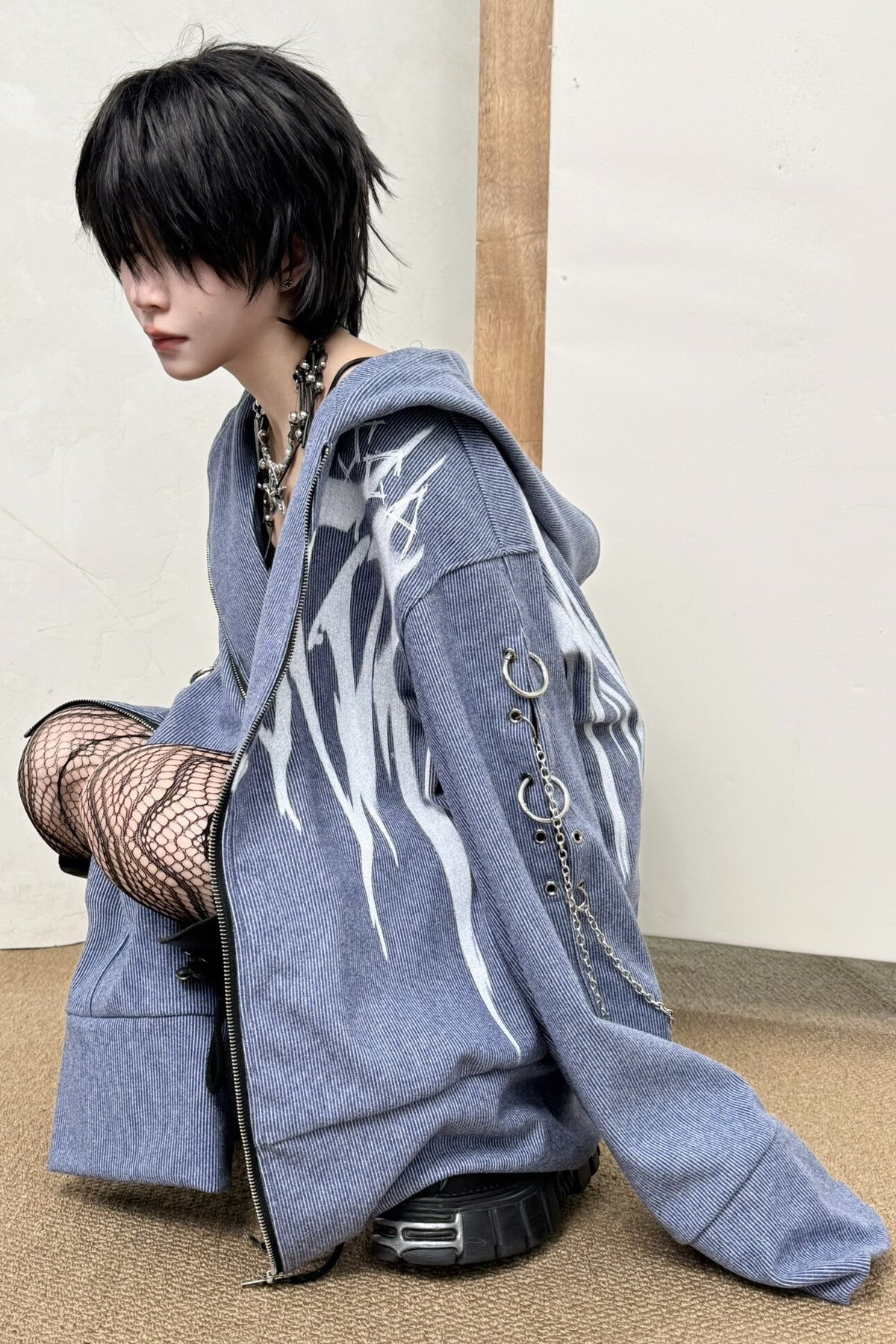 Striped Graffiti Print Jacket